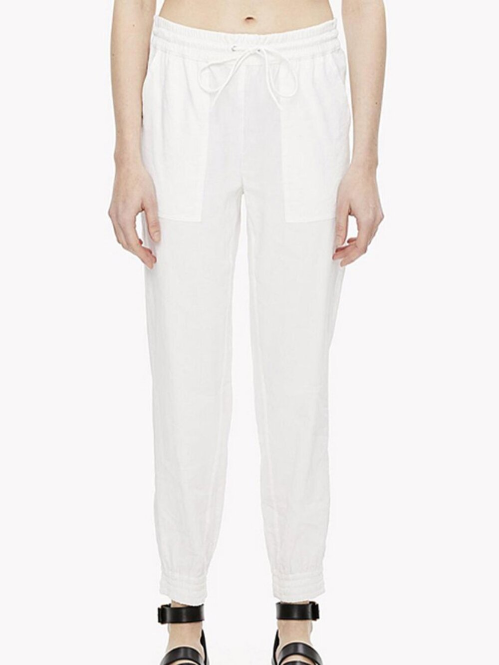 NWT $285 Theory Cortlandt Pure White Linen Blend Crop Jogger Pants